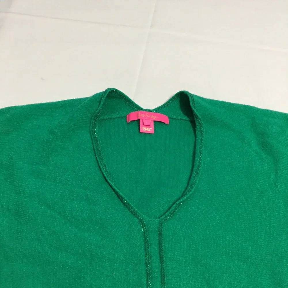 Lilly Pulitzer Womens Sevie Sweater Large Green Dolman Sleeve V-Neck
